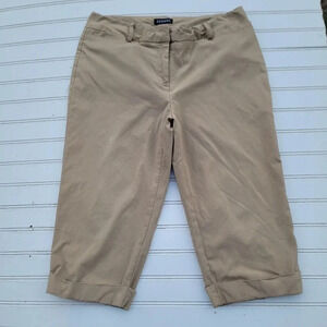 George Beige Pockets Hook closure women's Capri Cropped pants Stretch Sz 8